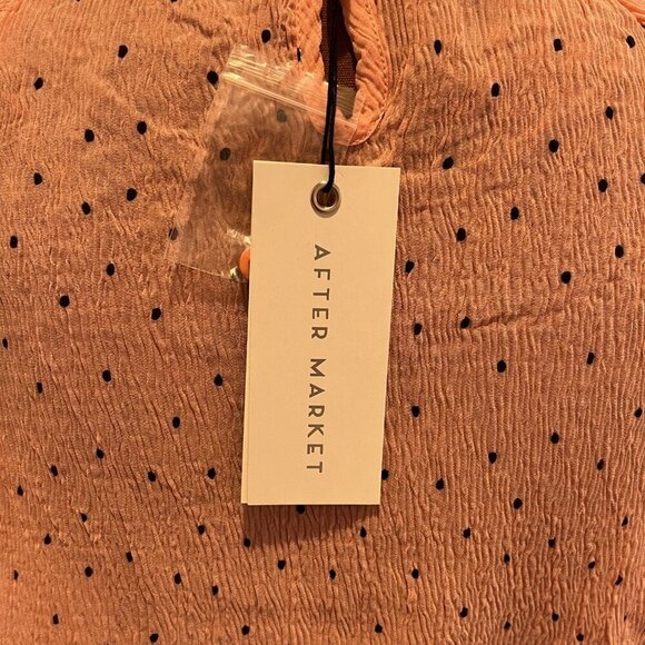 After Market Pink & Black Polka Dot Short Sleeve Peplum Crew Neck Blouse - NWT - Picture 4 of 7